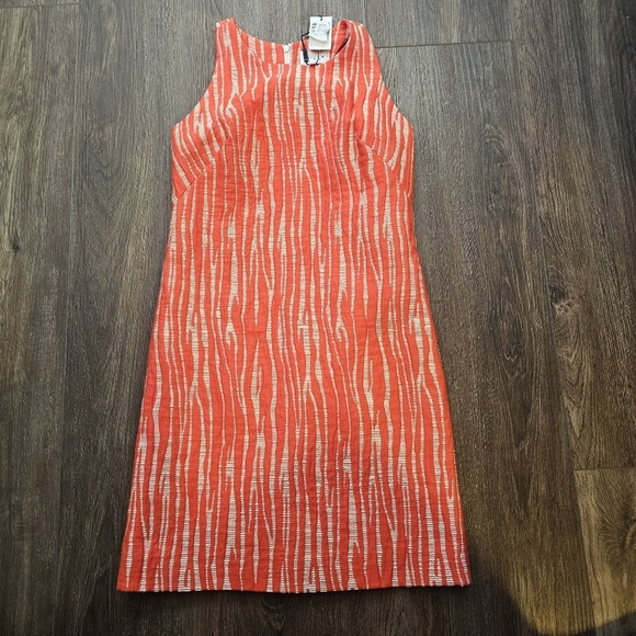 Milly Zebra Jacquard Womens Dress Sz 0 Persimmon Raceback Knee Length - Picture 9 of 15